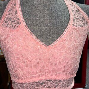 Maurices Women‎ 0 Butterfly Lace Pink Razorback Stretch Bralette (GS1)